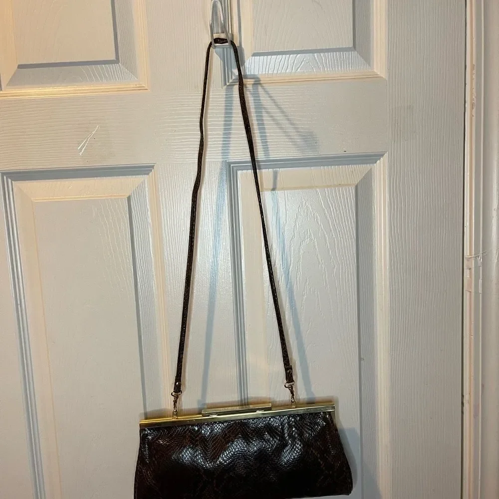 Vintage Tanner made in Italy leather shades of Brown snake skin prints clutch